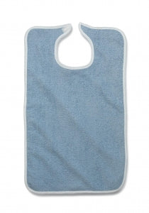 Medline Hook-and-Loop Terry Cloth Clothing Protectors - Terry Bib with Hook and Loop Strap, Adult, 10 oz., 18" x 30", Blue - MDTAB3B30BLU