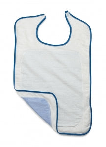 Medline Clothing Protectors with Hook-and-Loop Closure - Bib with Hook and Loop Strap, Adult, 21" x 33",, White - MDTAB3I33WH