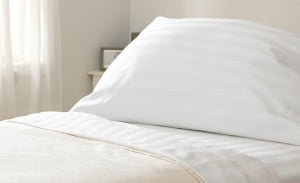 Golden Mills Feels Like Home Reverse Sateen Contour Sheets - T250 Contour Sheet, 1" Stripe White, 60" x 80" 14" - SHGSAF60X80