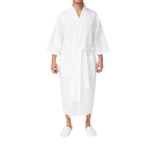 Medline Patient Robes - Square Waffle Weave Patient Robe, White, One Size Fits Most - MDTHR8W04WHD