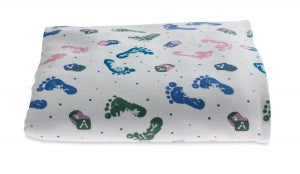 Blankets Kuddle-Up Flannel Ba - Baby Blanket, Baby Footprint, 100% Cotton, 34" x 40" - MDTPB3C40FTP