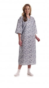 Medline Blended Patient Gowns - Patient Gown with Side Ties, Royale Print - MDTPG5RTSRTB