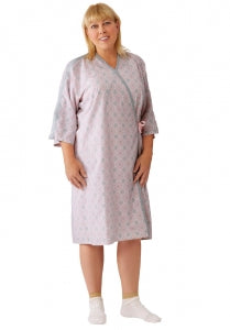 Medline Women's Center Patient Apparel - PerforMAX Front-Open Mammography IV Gown, Pink / Gray - MDTSG7ITSPNK