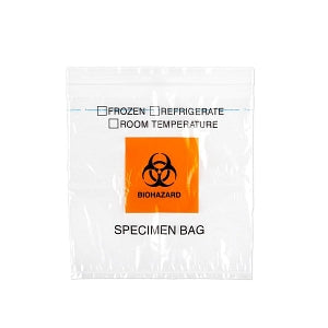 Medegen Zip-Closure Specimen Transport Bags with Pouch - STB Bags with Zip Closure, Clear / Orange, 2.0 Mil, 10" x 10" - 4925