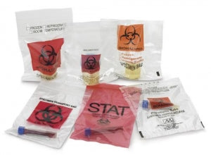 Medegen Zip-Closure Specimen Transport Bags with Pouch - Biohazard Specimen Bags with Zip Closure, 2.0 Mil, 8" x 8" - 49-95