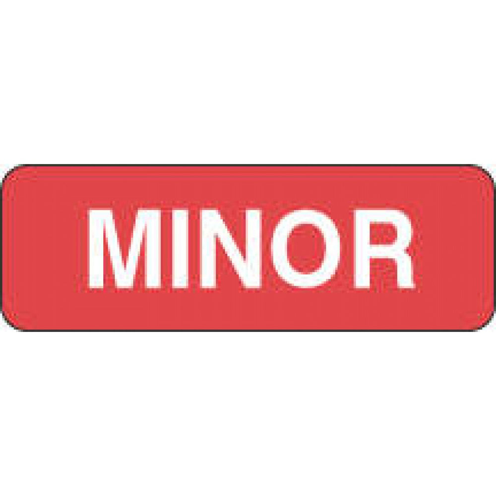 Label Paper Permanent Minor 1 1/2" X 1/2" Red 1000 Per Roll