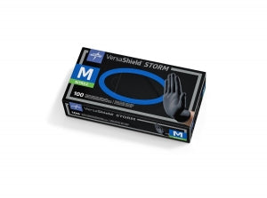 Medline VersaShield Storm Powder-Free Nitrile Exam Gloves - VersaShield Storm Exam Gloves, Nitrile, Powder-Free, Black, Size M - MG6112