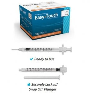 MHC Medical Sheathlock Safety Insulin Syringes - 1 mL Fixed Insulin Syringe with 30G x 1/2" Needle - 863015