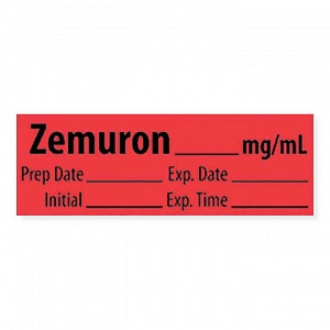 MarketLab Muscle Relaxant Medication Pre-Cut Label - LABEL, ZEMURON, MG / ML - 10248-PRE