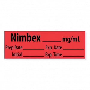 MarketLab Muscle Relaxant Medication Pre-Cut Label - LABEL, NIMBEX, MG / ML - 10257-PRE
