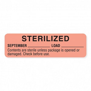 MarketLab Sterilized and Sterilized Expiration Label - LABEL, STERILIZED, SEP-PINK-RL/320 - 13601-PK