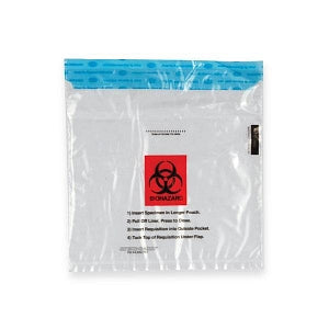 MarketLab Pocket Biohazard Specimen Bag - BAG, SPECIMEN, 10X10, CLR W BIOHZD - 13777