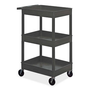 Marketlab Luxor Plastic Utility Cart with Three Tubs - Luxor Plastic Cart with 3 Tubs, Black - 14455