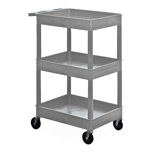 Marketlab Luxor Plastic Utility Cart with Three Tubs - Luxor Plastic Cart with 3 Tubs, Gray - 14455-GY