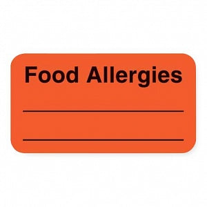 MarketLab Patient Chart Label - LABEL, FOOD ALLERGIES - FL RED - 14920