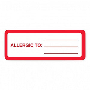 MarketLab Patient Chart Label - LABEL, ALLERGIC TO, WHITE - 14921