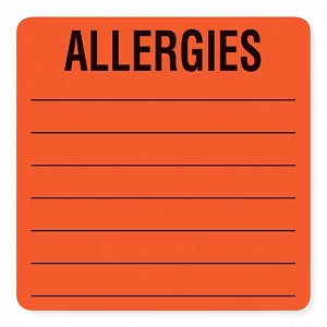 MarketLab Patient Chart Label - LABEL, ALLERGIES, FL RED - 14923