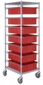 MarketLab Complete Divider Box Cart - BIN CART, 7 CONTAINER, RED - 2929-RD