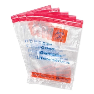 MarketLab Color Coded Specimen Bags - BAGS, SPECIMEN, SAF-T-ZIP, RED ...