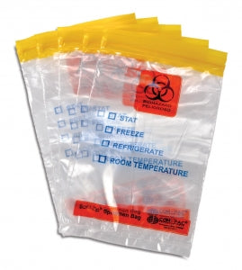 MarketLab Color Coded Specimen Bags - BAGS, SPECIMEN, SAF-T-ZIP, YELLOW - 3668-YL