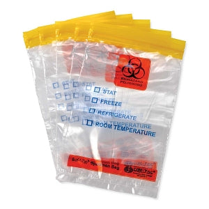 MarketLab Color Coded Specimen Bags - BAGS, SPECIMEN, SAF-T-ZIP, YELLOW - 3668-YL