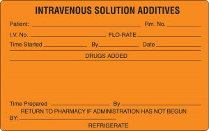 MarketLab Medication Added Labels - LABEL, INTRAVENOUS SOLUTION ADDITIVES - 3865
