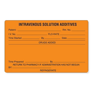 MarketLab Medication Added Labels - LABEL, INTRAVENOUS SOLUTION ADDITIVES - 3865