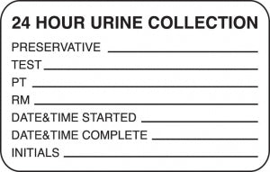 Marketlab Urine Collection Label - LABEL, 24 HR URINE COLLECTION - 6766