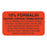 Marketlab Caution Labels - LABEL, 10% FORMALIN, FLOURESCENT ORANGE - 8025
