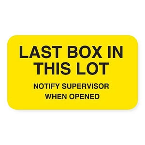 MarketLab Lot Signal Label - LABEL, LAST BOX IN THIS LOT, YELLOW - 9109