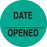 Reagent Labels DATE ___ OPENED" - Fluorescent green with black text - 0.75"Dia