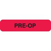Clerical Labels PRE-OP" - Red with black text - 1.625"W x 0.375"H