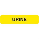 Urine Collection Labels URINE" - Yellow with black text - 1.625"W x 0.375"H