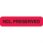 Urine Collection Labels HCL PRESERVED" - Red with black text - 1.625"W x 0.375"H