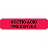 Urine Collection Labels ACETIC ACID PRESERVED" - Red with black text - 1.625"W x 0.375"H