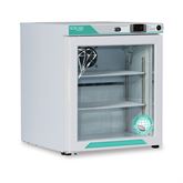 Freestanding Countertop Refrigerator 1 cu ft Capacity - 17.25"W x 21.25"D x 19.25"H Glass Door with Left Hinge
