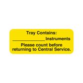 Autoclavable Tamper-Evident Central Service Labels Tray Contains" Instruments Label - Yellow