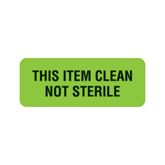 Autoclavable Tamper-Evident Central Service Labels This Item Clean Not Sterile" Label - Light Green