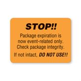 Autoclavable Tamper-Evident Central Service Labels Stop Package Expiration" - Orange - 2.38"W x 1.75"H