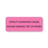 Central Service Labels Sterility Guaranteed" - FL Pink - 2.25"W x 0.88"H
