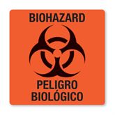 Biohazard Warning Labels Bilingual Biohazard - FL Red - 3"W x 3"H