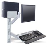 Wall Track Computer Mounting System 31" Wall Track with Keyboard, Monitor Arm, and CPU Holder