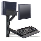 Wall Track Computer Mounting System 31" Wall Track with Keyboard, Monitor Arm, and CPU Holder