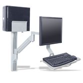 Wall Track Computer Mounting System 31" Wall Track with Folding Keyboard, Monitor Arm, and CPU Holder