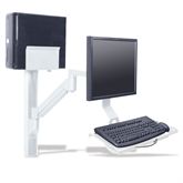 Wall Track Computer Mounting System 31" Wall Track with Folding Keyboard, Monitor Arm, and CPU Holder