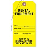 Equipment Tags Rental Equipment" Tag - Yellow