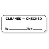 Disinfection Labels Cleaned - Checked By Labels - 2"W x 0.75"H