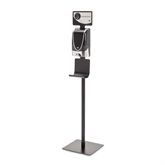 TouchFREE Chrome Dispenser with Biocote Floor Stand with Sign for TouchFREE Dispenser