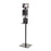 TouchFREE Chrome Dispenser with Biocote Floor Stand with Sign for TouchFREE Dispenser