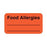 Patient Chart Labels Food Allergies Labels - 5.625"W x 0.875"H - Fluorescent Red